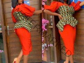 Ankara Pencil Skirt With Peplum Blouse Styles for Ladies