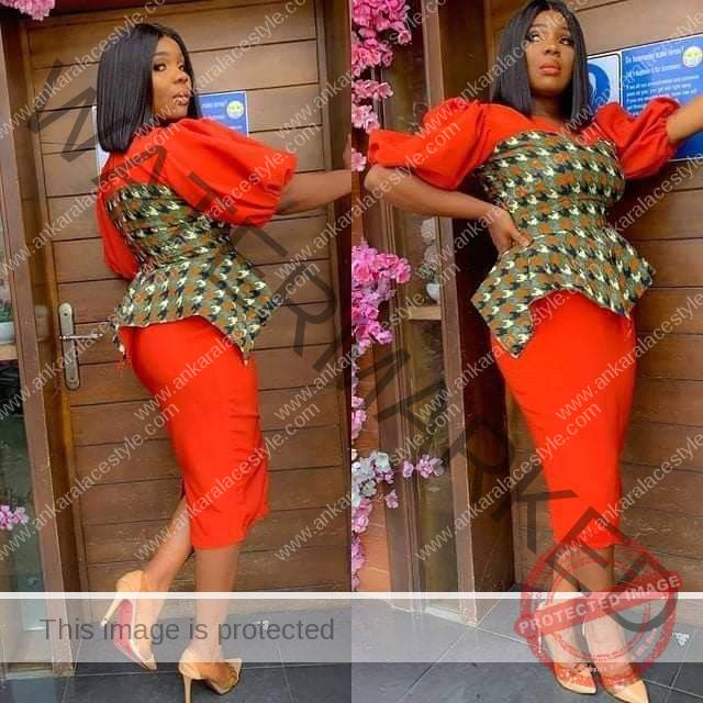 Ankara Pencil Skirt With Peplum Blouse Styles for Ladies