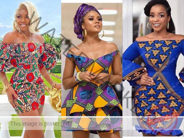 Off Shoulder Ankara Mini Gown Styles for Ladies