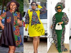 Ankara Plain and Pattern Gown Styles for Ladies