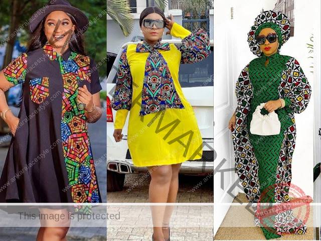 Ankara Plain and Pattern Gown Styles for Ladies