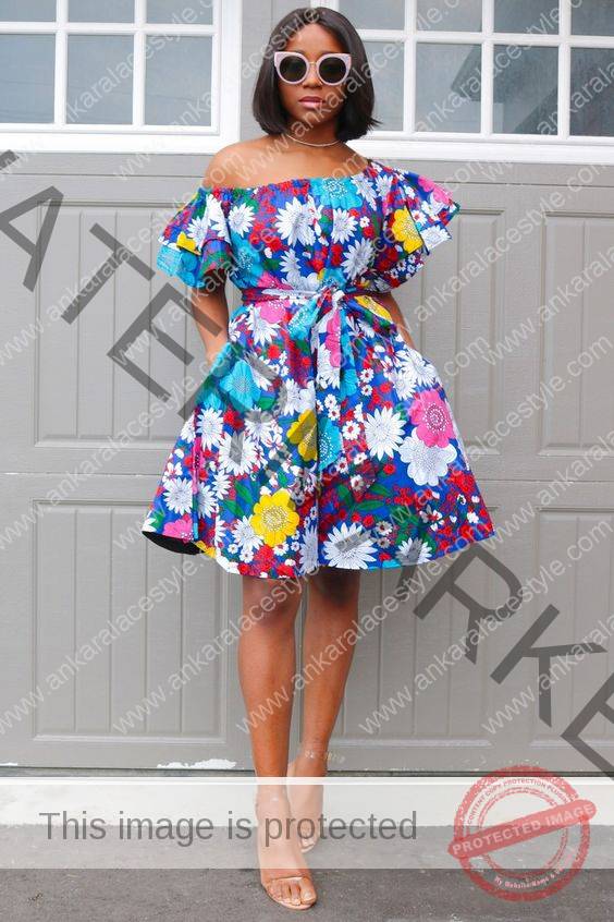 Ankara Short Flared Gowns 43 608x760  Ankara Styles for Women 200  Stylish and Sophisticate  Flare gown styles Ankara flare gown styles  African design dresses